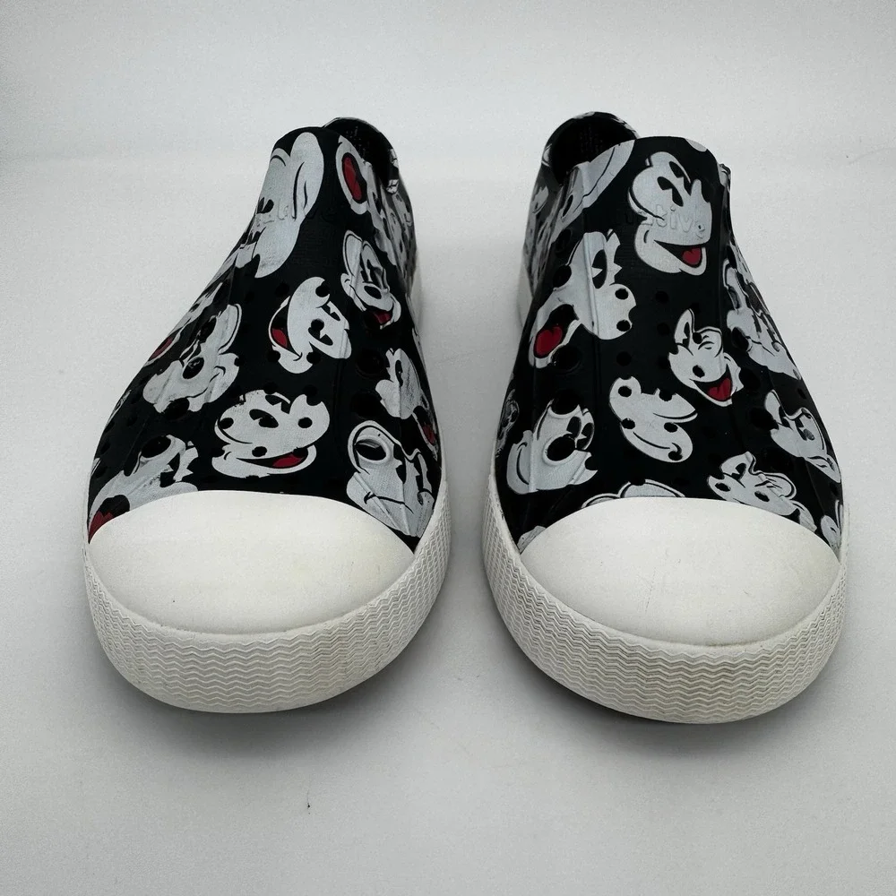 Native Shoes Mickey‎ Mouse Print Water Shoes Slip On Womens Size 6 Black